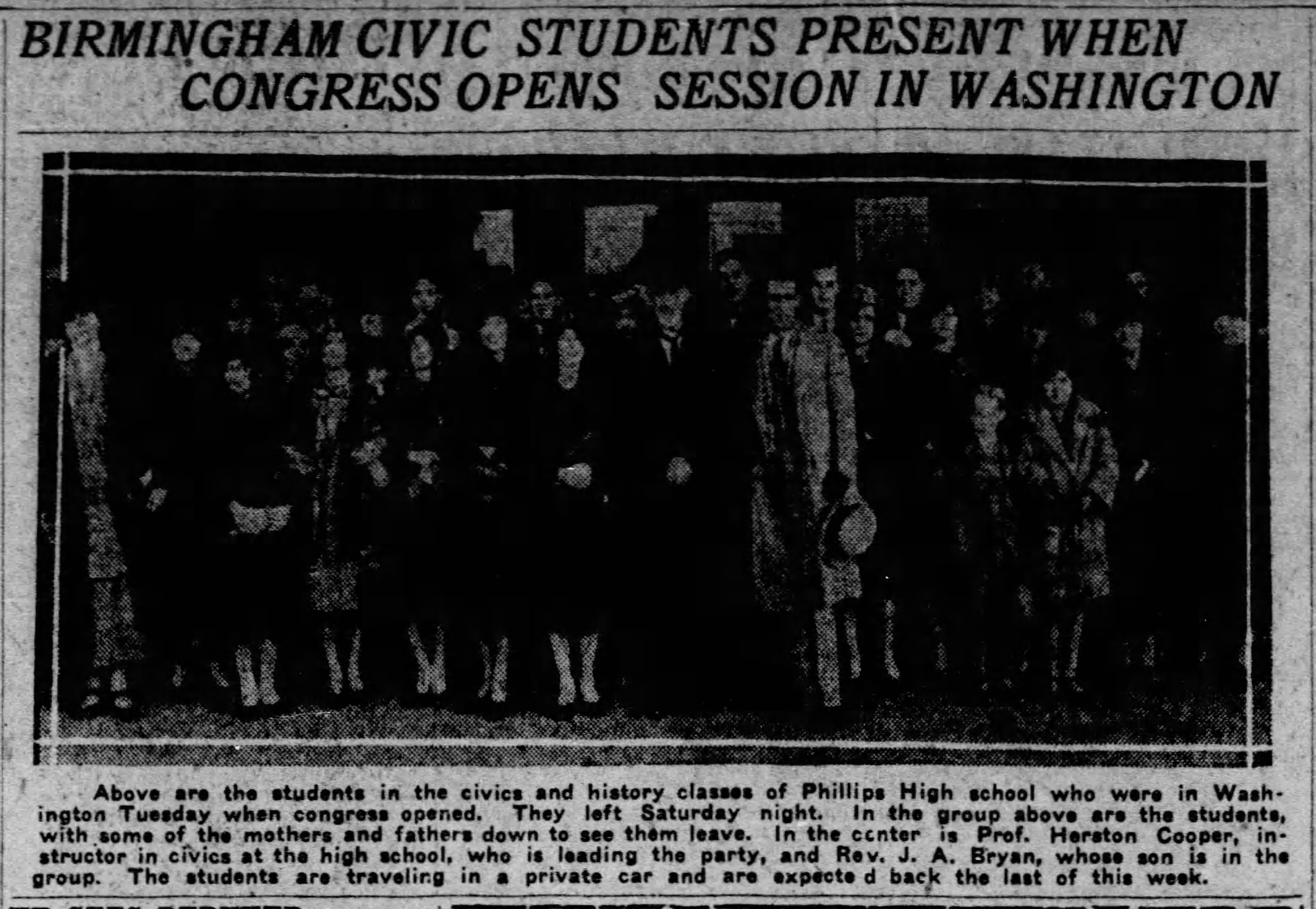 Birmingham Civics Students Present When Congress Opens in Washington